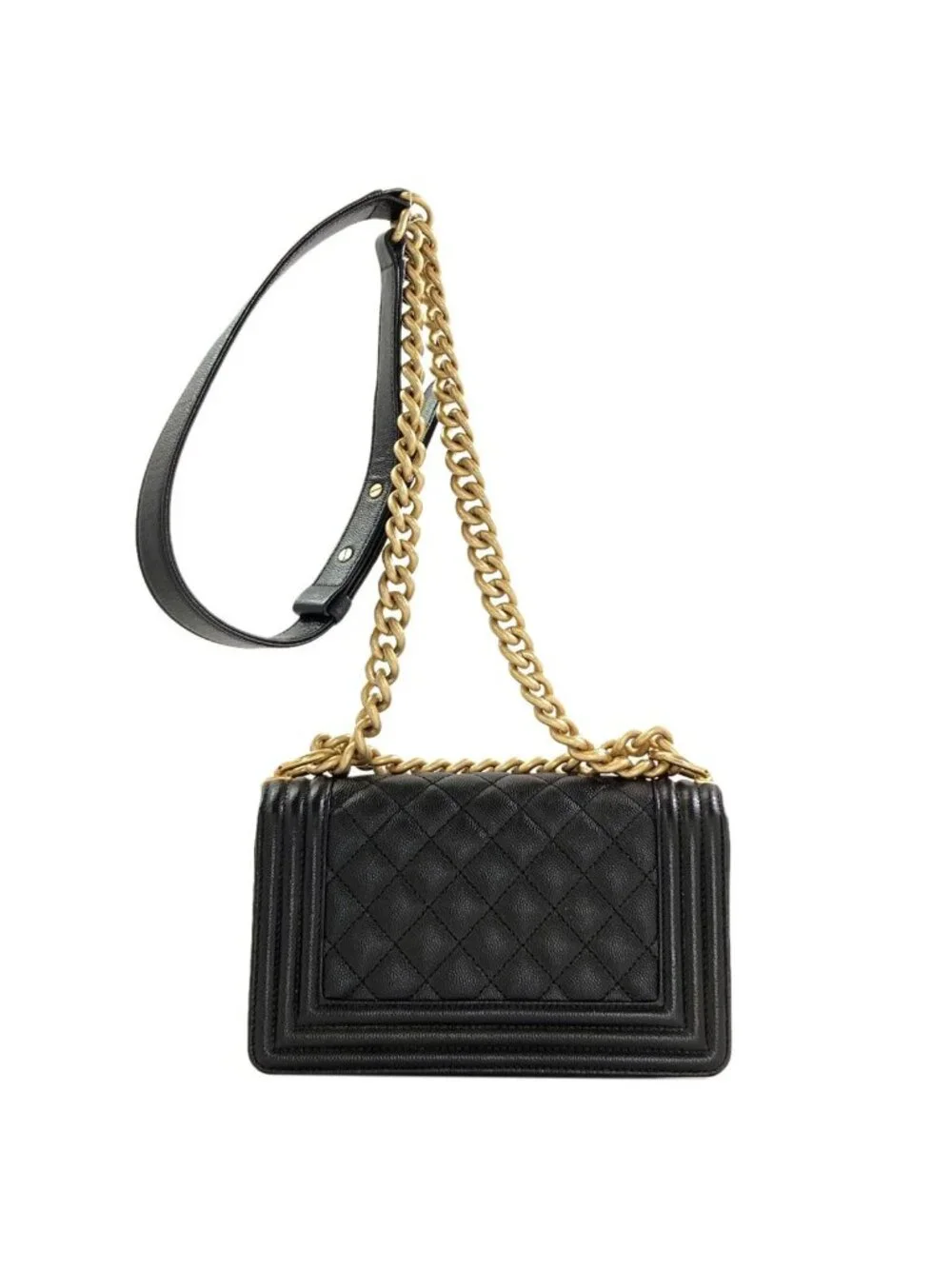 Chanel Boy Chain Shoulder Gold Bag Grained Calfskin